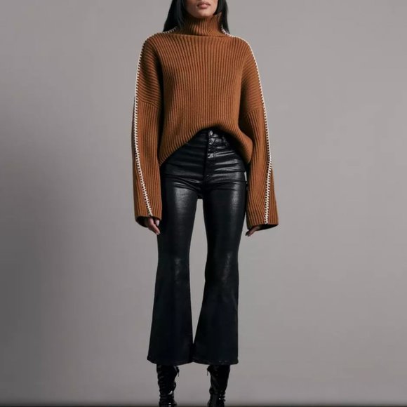 Casey High-Rise Ankle Flare - Coated Black - Picture 1 of 10